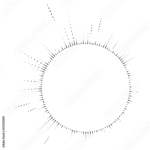 Bursting rays. Sunburst frame. Abstract equalizer element with dotted lines for design. Vector illustration.