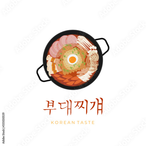Delicious Budae Jjigae Korean Food Illustration Logo