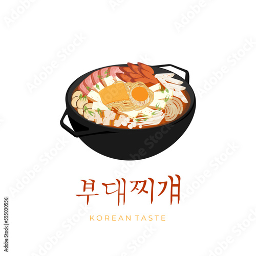 Delicious Korean Budae Jjigae Army Stew Illustration Logo