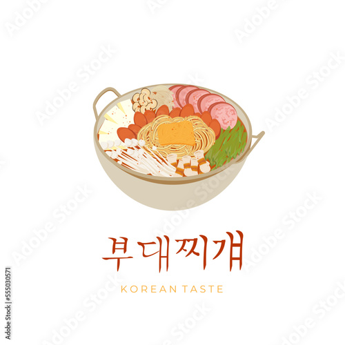 Delicious Budae Jjigae Army Stew Illustration Logo