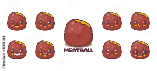 meatball cartoon mascot. food vector illustration