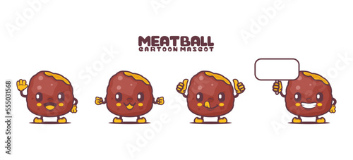 meatball cartoon mascot. food vector illustration