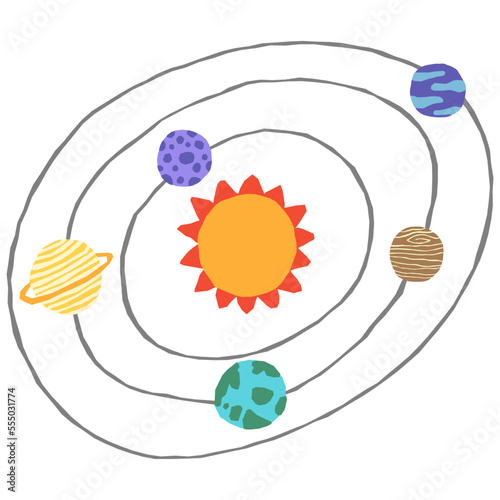 Solar system vector illustration in flat color design