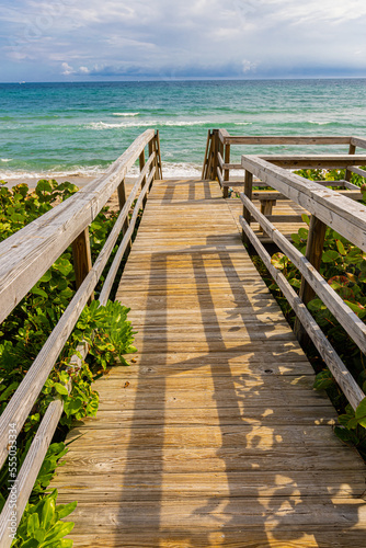 Boardwalk Over Sand Dunes To The Beach, Palm Beach, Florida, USA © Billy McDonald