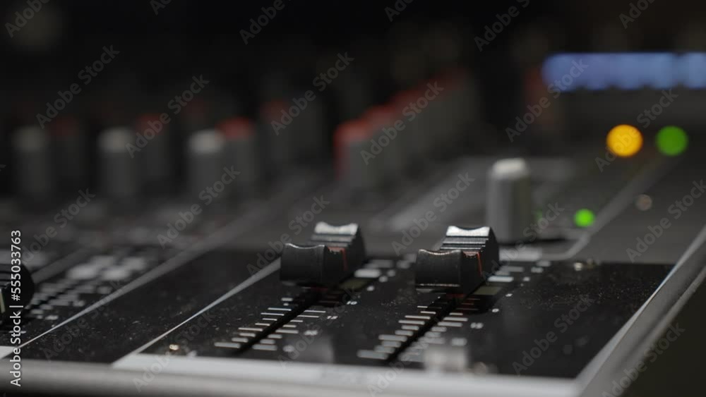 Macro Shot Of Sound Engineering Audio Mixer, Shading Light Macro Shot Of Sound Engineering Audio Mixer, Shading Light