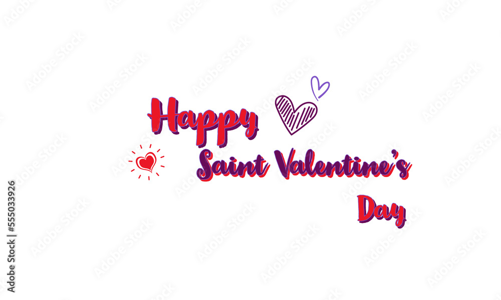 Colorful Happy Saint Valentine's Day lettering, white, isolated background for february 14, lovers or couples