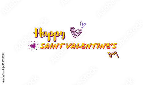 Colorful Happy Saint Valentine s Day lettering  white  isolated background for february 14  lovers or couples