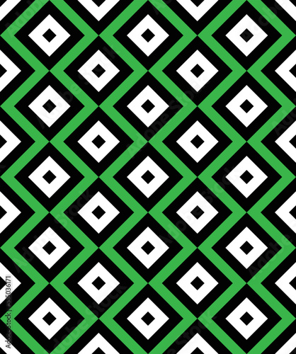 Black and white diagonal square pattern. Black and white stripes pattern on green background. Colorful diagonal wallpaper. Abstract background.