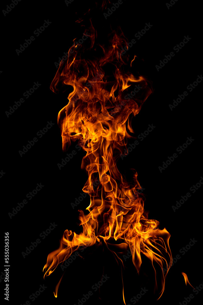 Fototapeta premium Fire flame texture for banner background. Burn abstract lights. Burning big flame. Blaze flames overlay background.