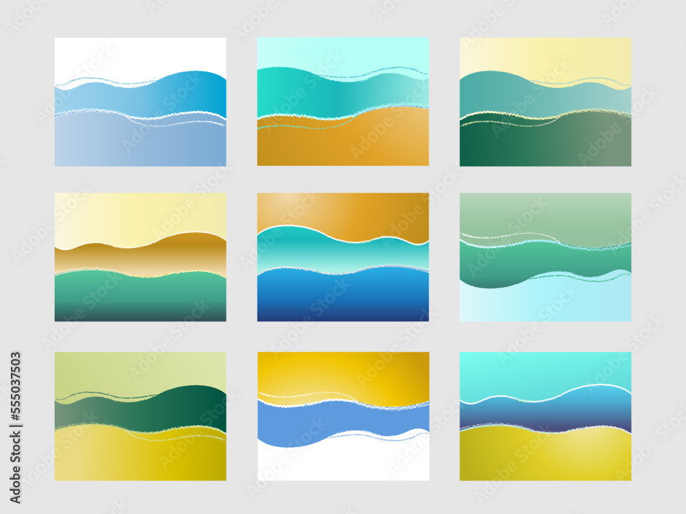 set of abstract gradient color wavy banners. minimalism background.