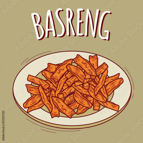 Basreng illustration Indonesian food with cartoon style