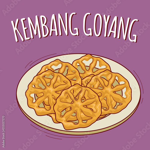 Kembang goyang illustration Indonesian food with cartoon style