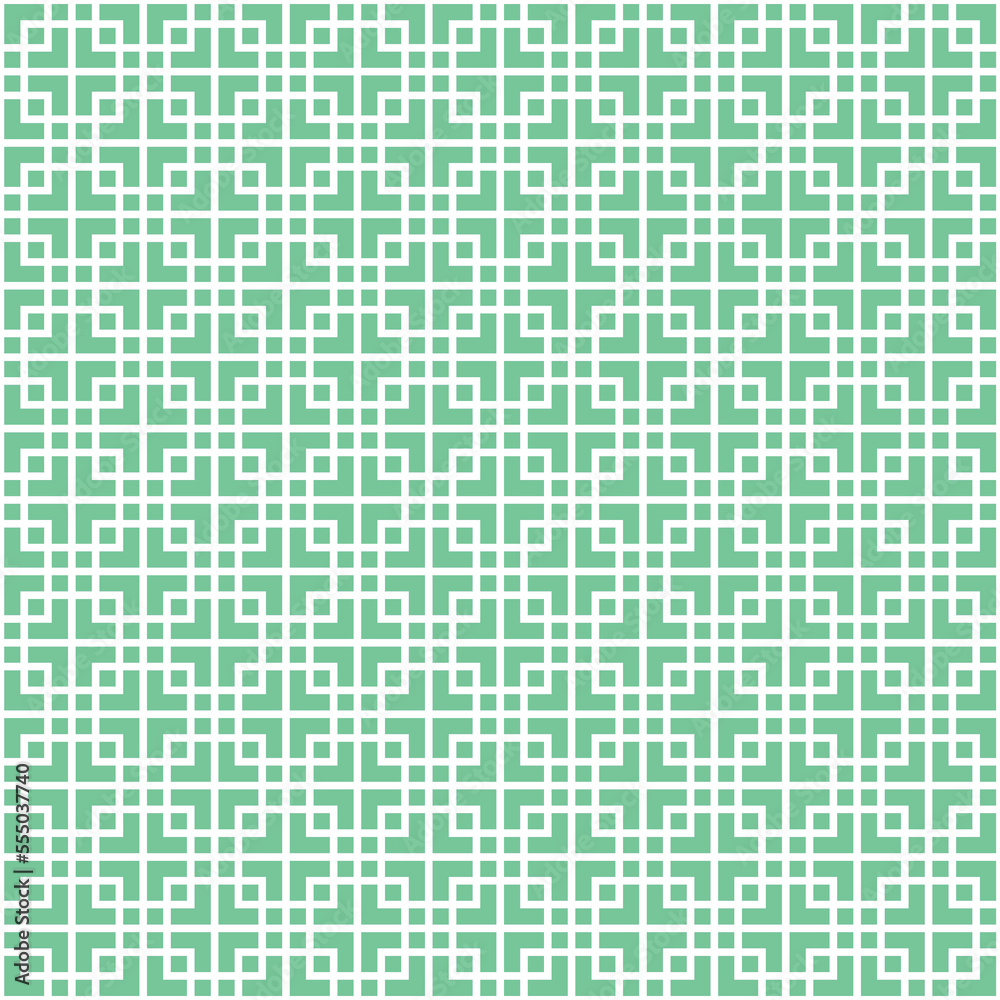 White line and square pattern on green background. Tradition Chinese pattern backdrop.
