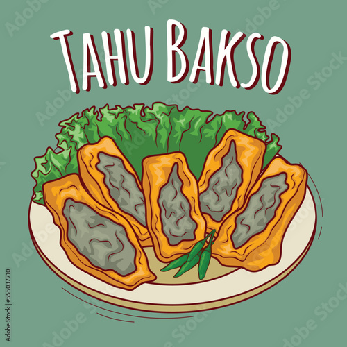 Tahu bakso illustration Indonesian food with cartoon style