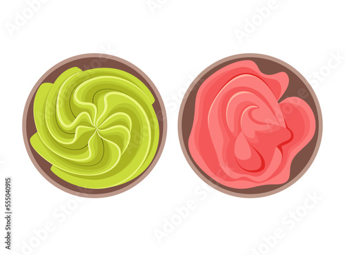 Wasabi and ginger on a white background. Japanese cuisine.
