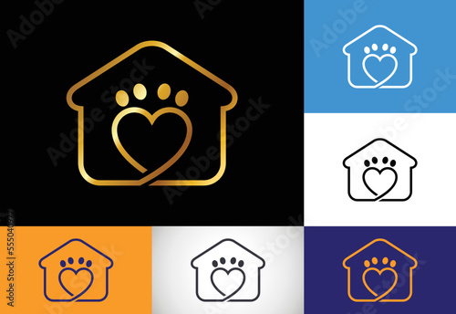 Pet home, Pet care home logo, home logo, Animal logo design vector icon illustration