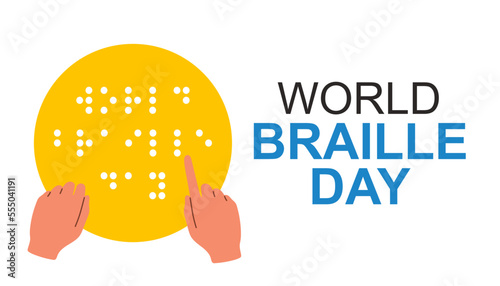 World braille day. Alphabet for blind, reading braille code signs. 4 January Flat vector symbol.