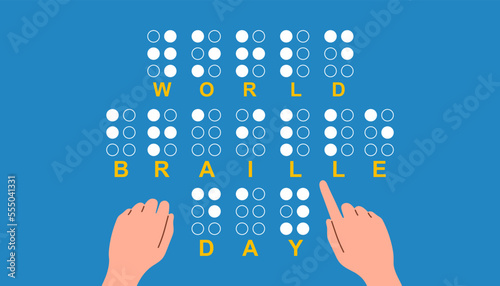 World braille day. Alphabet for blind, reading braille code signs. 4 January Flat vector symbol. photo
