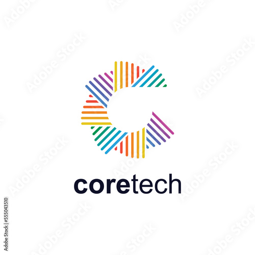 colorful letter C for your technology logo