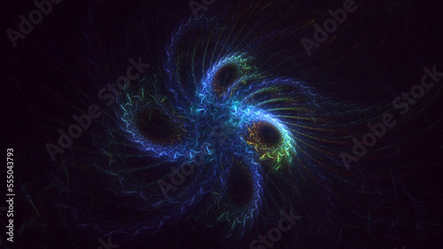 3D rendering abstract multicolor fractal light background