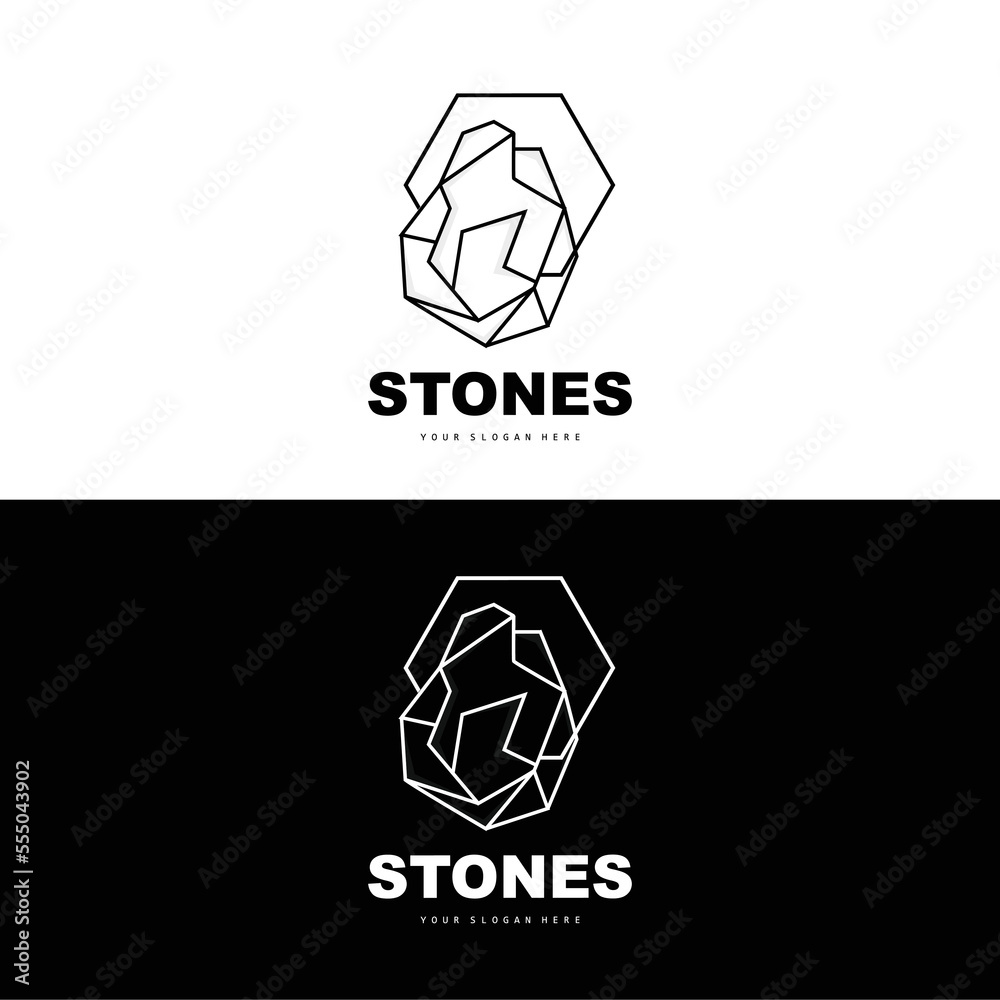 Stone Logo, Vector Stone Modern With Geometry Line Style, Design For Aesthetic Decoration, Brand Modern Product, Simple Icon Abstract Aesthetic Geometry Line