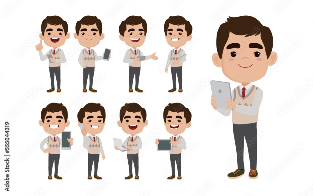 Business person in different positions set Business person in different positions set