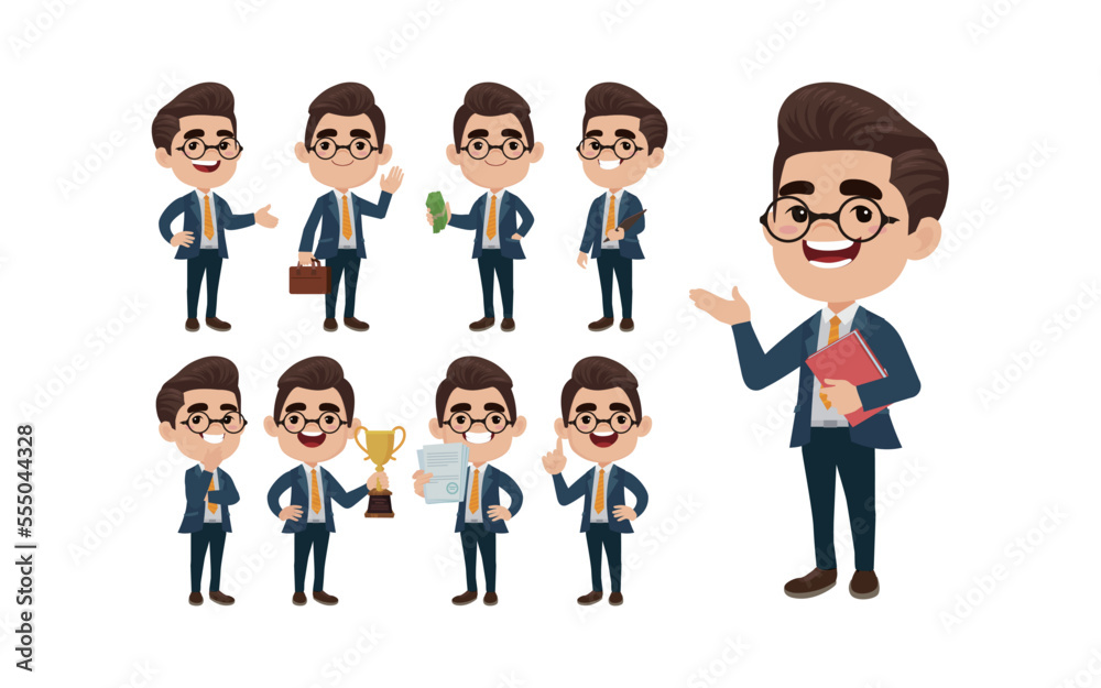 Business person in different positions set