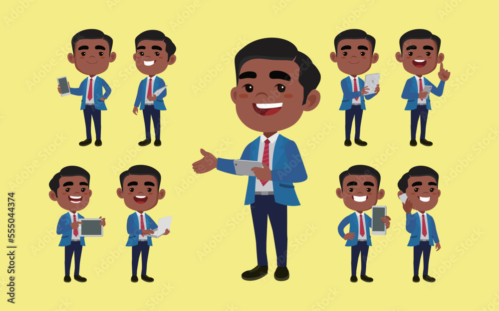 Business person in different positions set