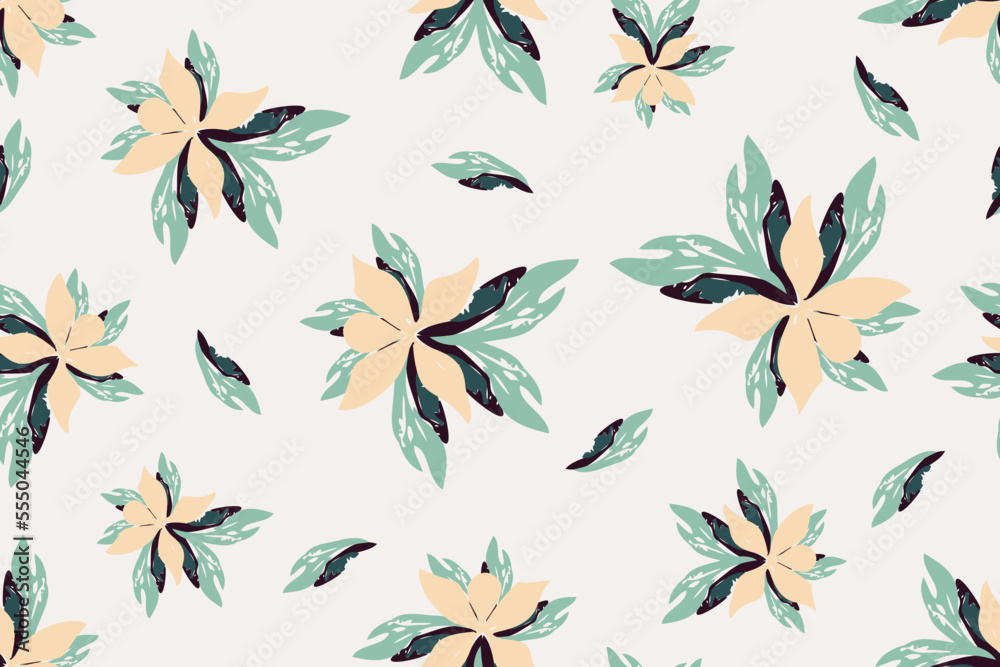 seamless leaves wallpaper pattern on beige background