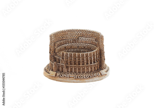 figurine of roman colosseum on white