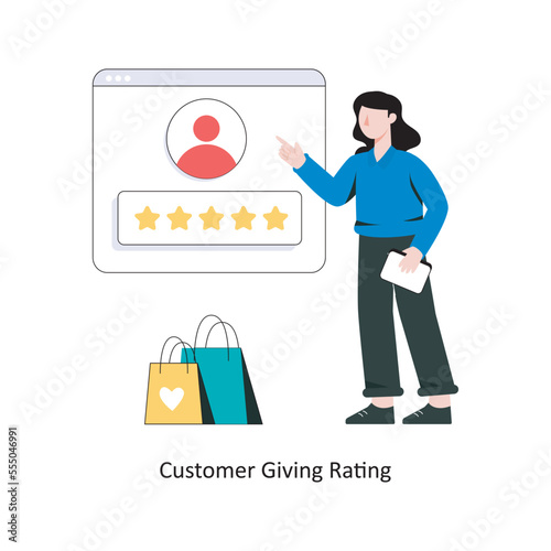 Customer Giving Rating  Flat Style Design Vector illustration. Stock illustration