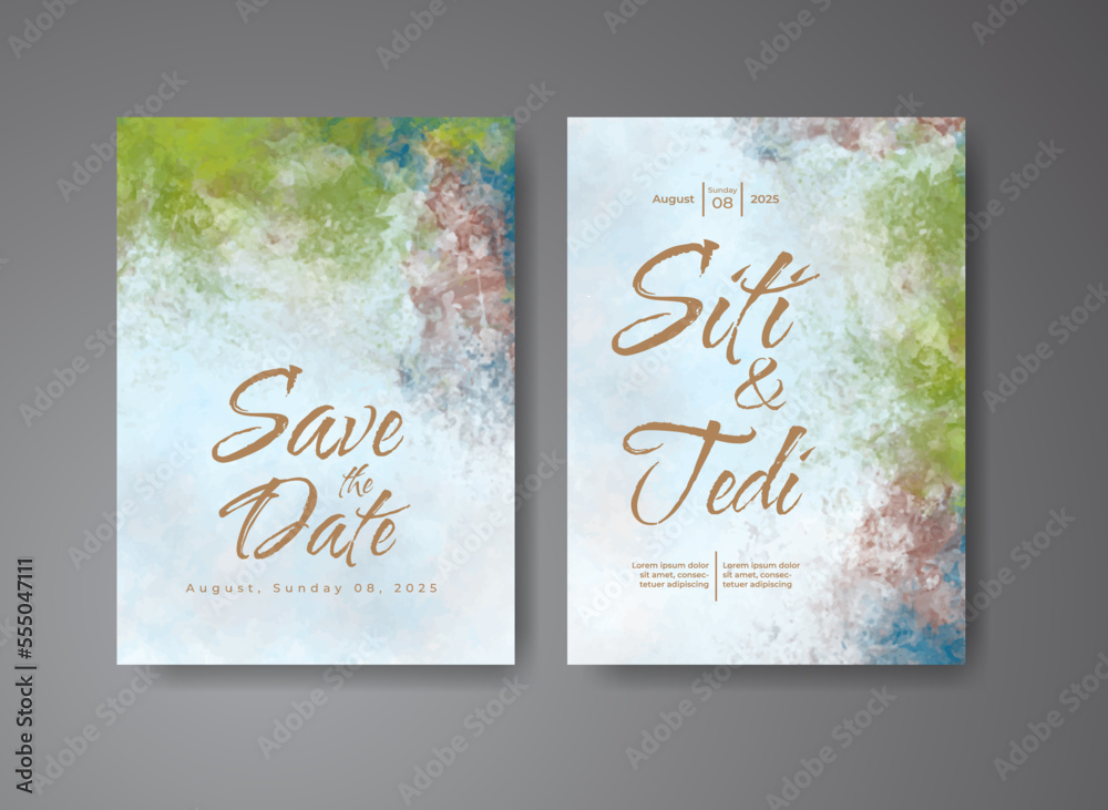 Wedding invitation with abstract watercolor background Wedding invitation with abstract watercolor background
