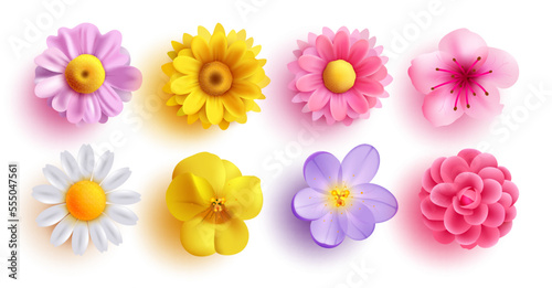 Foto Spring flowers set vector design