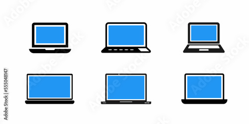 Flat style laptop icon illustration. Laptop icon set. Stock vector collection. © Abay