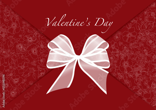 大人の女性の Valentine's Day　オーガンジーリボンのプレゼントボックスに見立てた背景素材