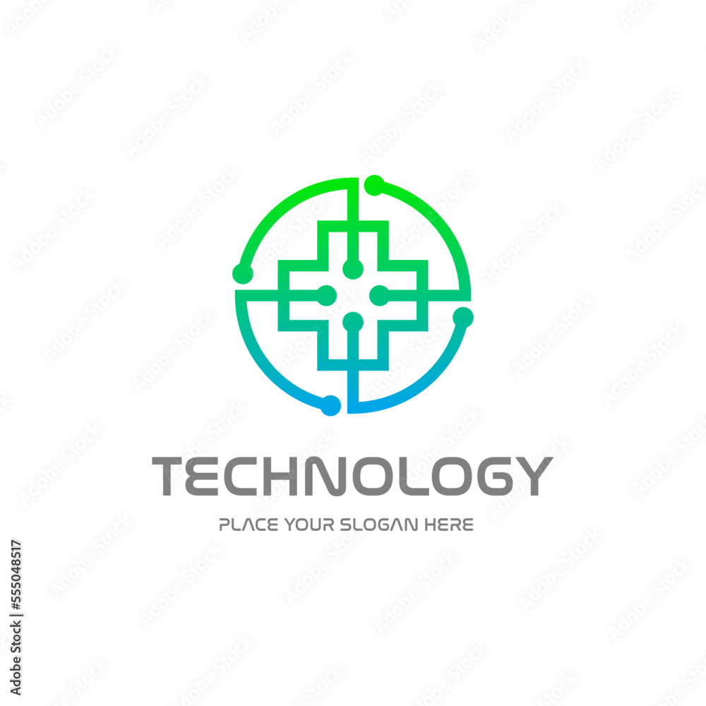 Health technology vector logo template. This design with medical symbol with dot icon. Suitable for hospital, doctor, care, cure. Health technology vector logo template. This design with medical symbol with dot icon. Suitable for hospital, doctor, care, cure.