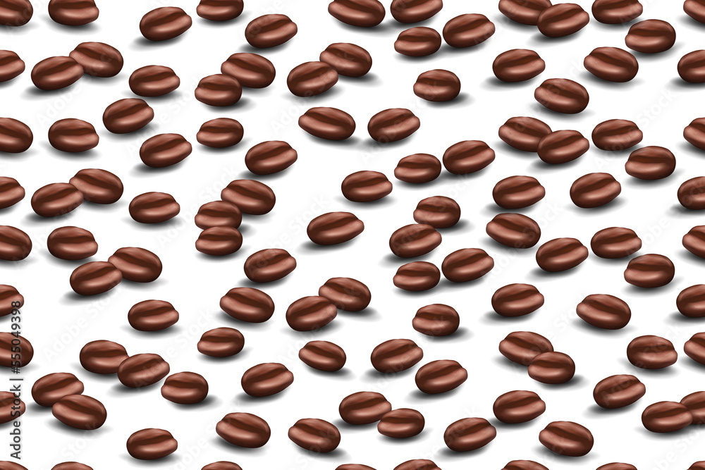 Obraz premium big seamless pattern of realistic coffee bean icons