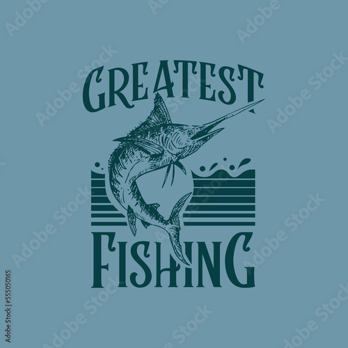 Marlin Fishing with Vintage Style Logo