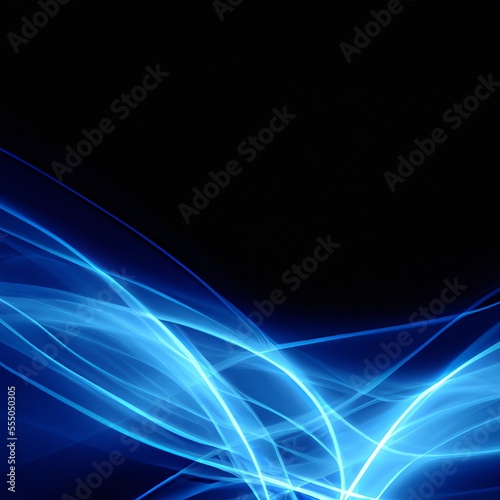 Abstract blue swoosh background with soft smooth elegant waves. Generative AI