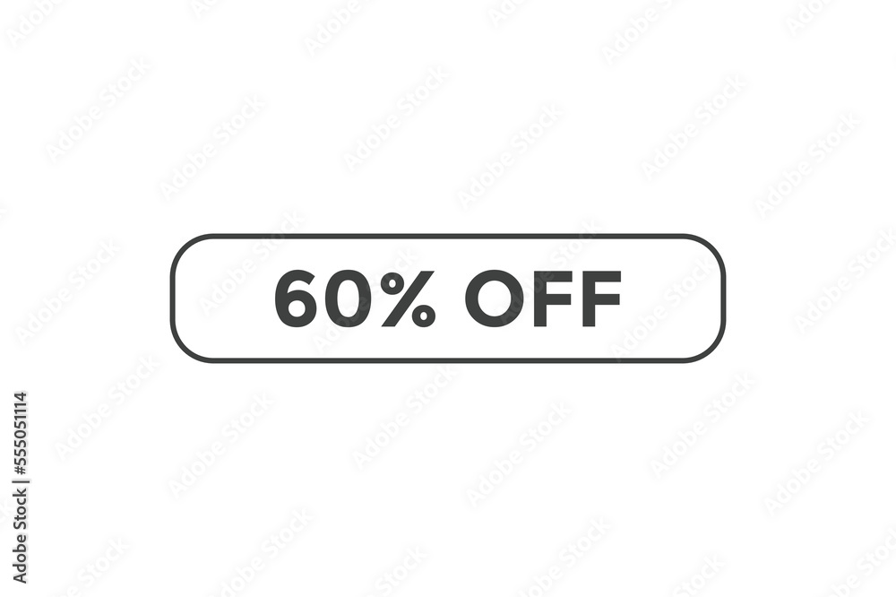 60% off special offers. Marketing sale banner for discount offer. Hot sale, super sale up to 60% off sticker label template
