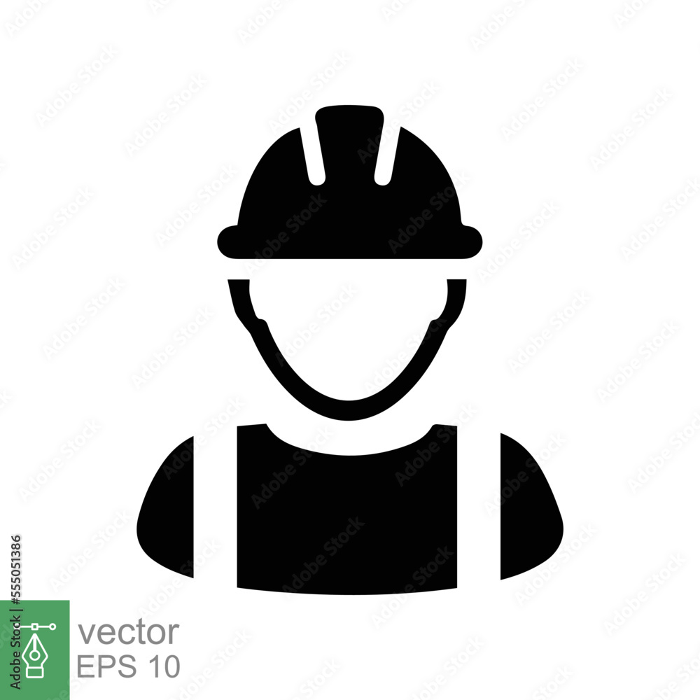 Construction worker icon. Simple flat style. Worker hat, contractor hard helmet, builder man, hardhat, safety concept. Vector illustration isolated on white background. EPS 10. Construction worker icon. Simple flat style. Worker hat, contractor hard helmet, builder man, hardhat, safety concept. Vector illustration isolated on white background. EPS 10.
