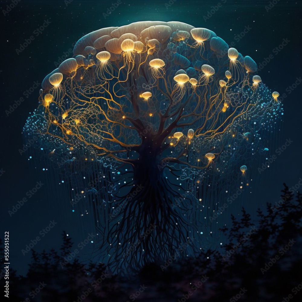 Jellyfish Trees, the forest of Cnidaria in an alien landscape beneath a