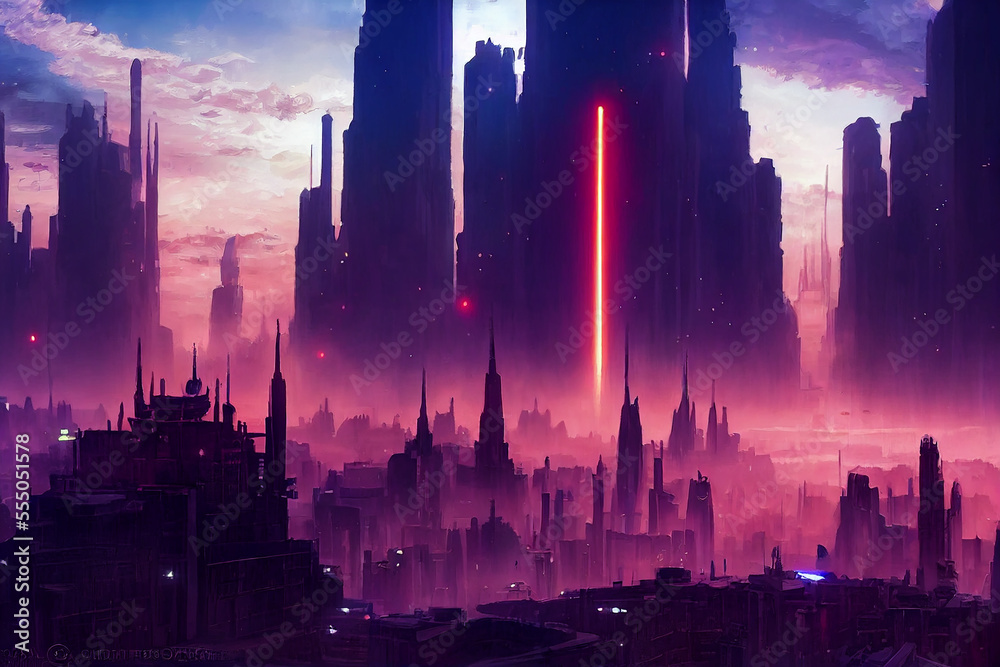 Beautiful anime Coruscant city Painting, Fantasy, Star Wars ilustración de  Stock | Adobe Stock
