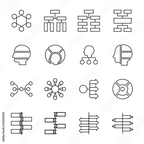 Modern Mind Map Infographic template. flat lineicons collection. simple design vector