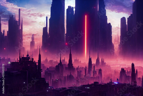 Beautiful anime Coruscant city Painting  Fantasy  Star Wars