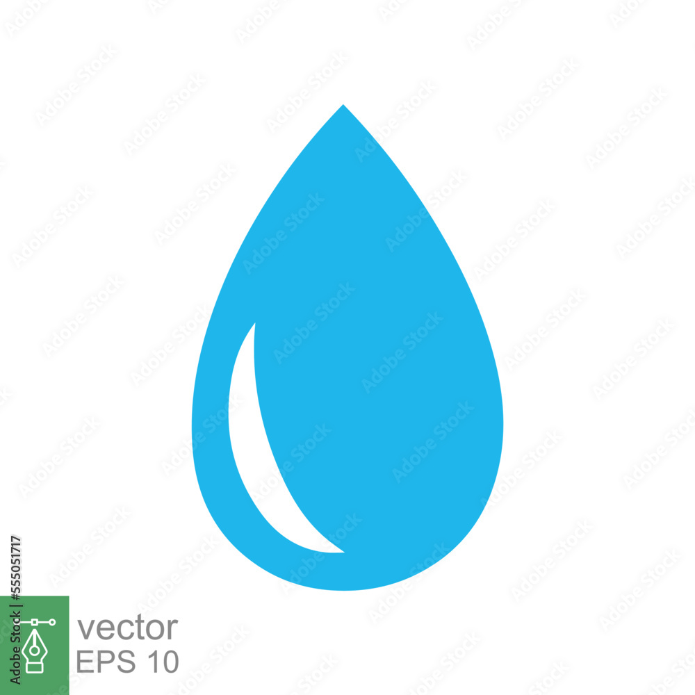 Blue water drop icon. Simple flat style. Droplet, raindrop, moisture, drip, clean, pure, liquid, nature concept. Vector illustration isolated on white background. EPS 10. Blue water drop icon. Simple flat style. Droplet, raindrop, moisture, drip, clean, pure, liquid, nature concept. Vector illustration isolated on white background. EPS 10.