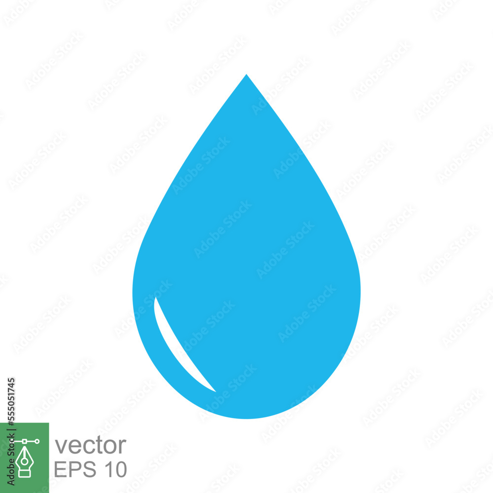 Blue water drop icon. Simple flat style. Droplet, raindrop, moisture, drip, clean, pure, liquid, nature concept. Vector illustration isolated on white background. EPS 10. Blue water drop icon. Simple flat style. Droplet, raindrop, moisture, drip, clean, pure, liquid, nature concept. Vector illustration isolated on white background. EPS 10.