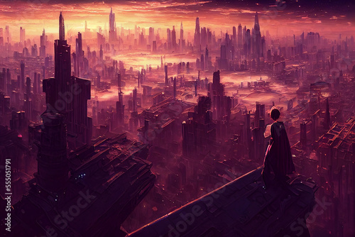 Beautiful anime Coruscant city Painting  Fantasy  Star Wars