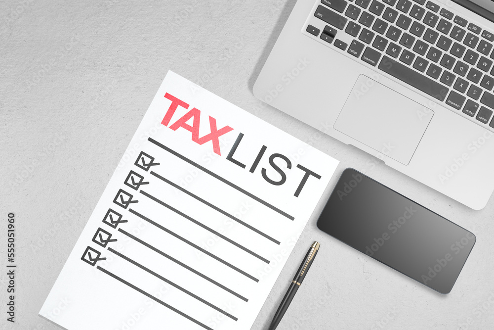 Tax list for paid on the paper