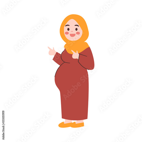 Pregnant Woman  With pointing finger